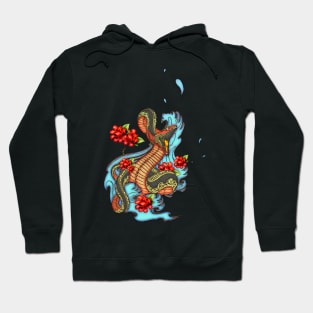 Colorful angry snake with flowers Hoodie